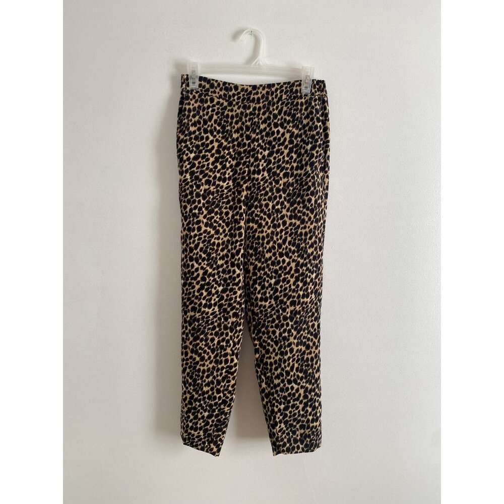 J.Crew Womens Leopard Print Elastic Waist Tapered Jamie Pants Size 2